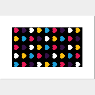 Polyamory Pride Hearts (New Colors) - Minimalist - Pattern Posters and Art